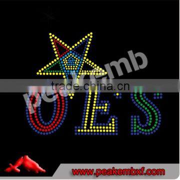 Customized Iron on Transfer Rhinestone Eestern Star OES for Sorority Uniform