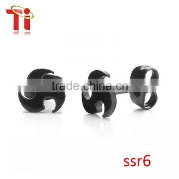 2015 Top fashion 316L stainless steel black fan fancy beautiful stud earring