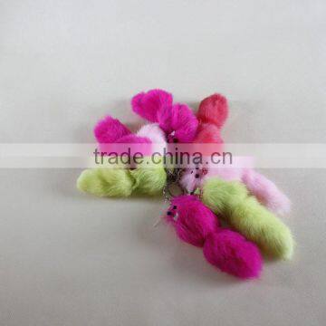 Natural Raccoon Fur Pom Poms Fox Tails Wholesale White