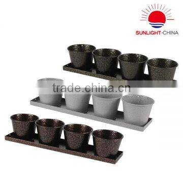 Set of 4 mini flowerpot flower planter garden pot with tray