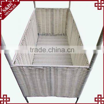 S&D Handicraft 3-layers PE Rattan Palstic White Hanging Storage Rack Shelves photo-4