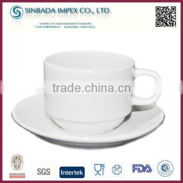 Fine ceramic cup and saucer, white plain ceramic cup chinese tea set
