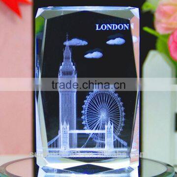 Custom 3D laser crystal london tower london souvenirs