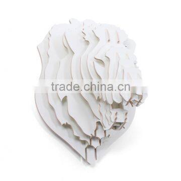 DIY 3D Wooden Puzzle Lion Decor Fake Animal Heads Faux Lion Head Wall Decor Carved Wood Art photo-4