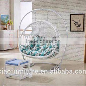 Hanging furniture 2 persons swing chair with ottoman