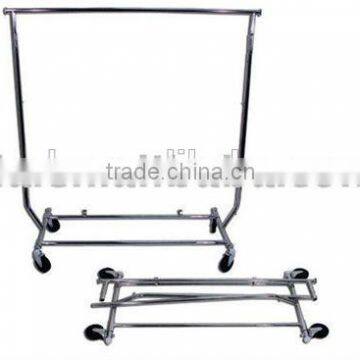 Commercial Grade Rolling Folding Clothing Garmetn Rack, Chrome photo-2
