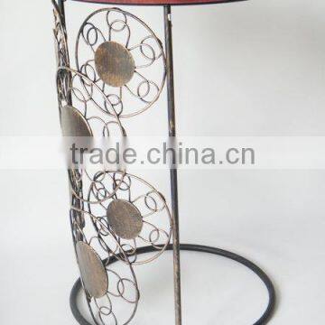 Wood Top "NEW" Circle Motif End Table Round Sofa Side Table photo-5