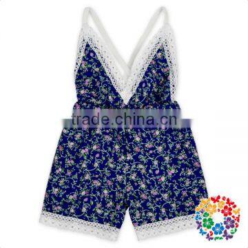 Summer New Boutique Outfits Baby V-neck Playsuit Romper Backless Floral Fabric Jersey Jumpsuit Kid photo-4