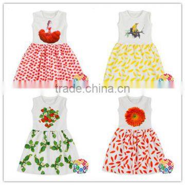 New Style Children Girls Short Sleeve Frock Design White Dress Party Vintage Clothes Dress