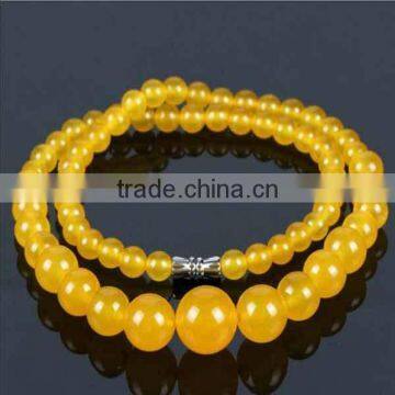18 Inches 6-14mm Round Yellow Jade Necklace photo-2