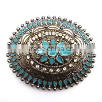 Antique Looking Fashion hot sale embellished buckle for belts, Zinc alloy material buckle with Paint injection and Rhinestones