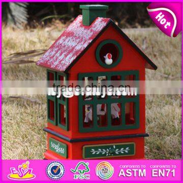 New Design Red House Shape Christmas Wooden Music Box W07B023B photo-2