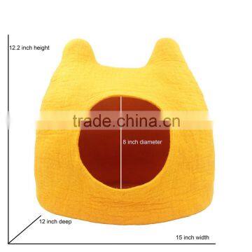 Cats House Handmade Cat Bed Natural Wool Felt Comfy Cave for All Cats and Small Dogs Machine Washable