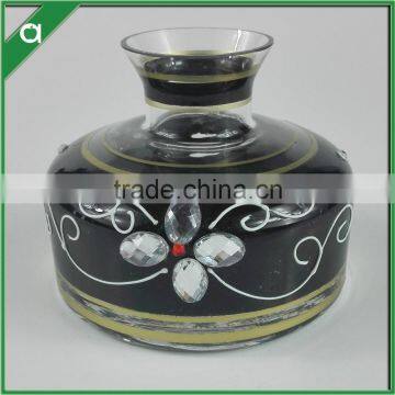 black flower glass bottle for 100ml reed diffuser oil with glass stopper