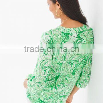 New Arrived Printed Stand Collar Front Button up Shirt photo-2