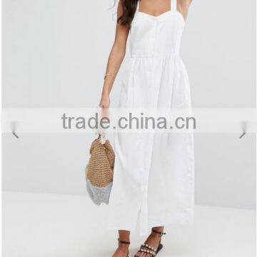 Guangzhou wholesale clothing OEM Sweetheart Neck White Linen Dress