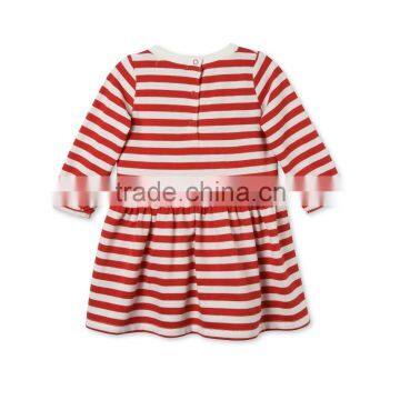 Soft Cotton Stripes Baby T-shirt Dress With Badge Appliques Kids Frocks Designs Dress Gril Dresses HSD5474 photo-4