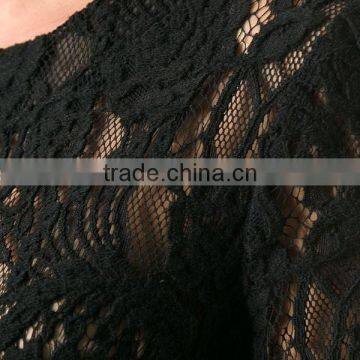 Ladies Formal/office Wear Elegant Transparent Short Sleeve Sexy Black Lace Blouse photo-6