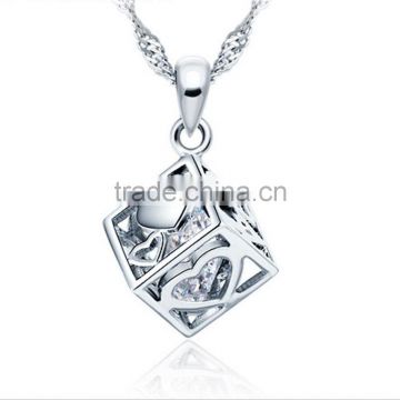 Modern personalized design jewelry 925 silver Rubik's Cube pendant