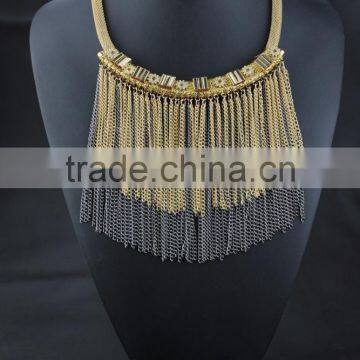 Baroque style metal chain tassel ethnic necklace jewelry for women