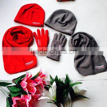 Embroider Polar Fleece Hat Scarf Mitten Sets photo-6