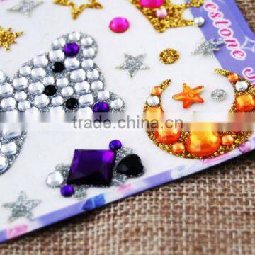 Peace/Emoji/Star Wholesale High Quality Acrylic Crystal Bling Gem Stickers For Mobile Phone photo-3