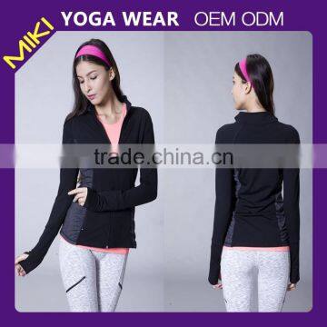 Fitness apparel high quality cheap women yoga jacket running jacket black yoga jacket