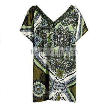 2015 Fashion Green 60% Cotton 40% Polyester Women v Neck T-shirts 60% Cotton 40% Polyester photo-3