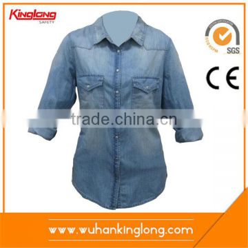 Competitive price good quality factory outlets ladies denim shirts