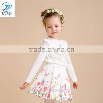 2017 Spring Girls Fashion Pleated Skirt Fancy Flower Printed Elastic Waist Children's Short Skirt photo-3