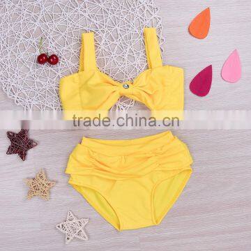 S60677B Baby Girl Shoulder Girdle Set Diamond Yellow Swimming Bathing Suit