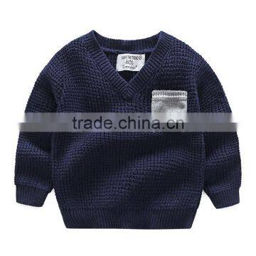 S33470W New Boy Sweaters Cotton Top Warm Knitted V-neck Sweater photo-2