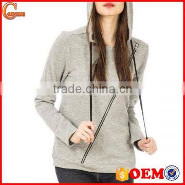 Asymmetrical hip hop hoodie side zipper