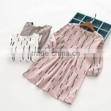 High Quality Cotton Full Printing Girls Kids Long Sleeve Dress photo-2