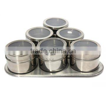 High Quality Useful 6pcs/Set Spice Stainless Steel Magnetic Cruet Condiments Spice Rack Pots Set For Spice photo-3