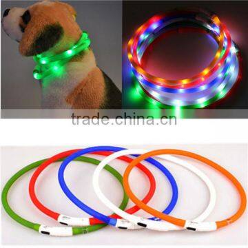 Newest USB Rechargeable Led Dog Pet Flashing Collar Light Up Chargeable Night Safety Necklace Free Size Si Colors Convinient