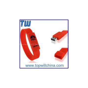 Silicone Wristband Bracelet Usb Thumb Drives Fast Delivery with Logo Printing