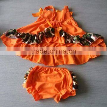 Wholesale Orange Camo Ruffle Toddler Baby Girls Top & Bloomer Set M5040606 photo-2