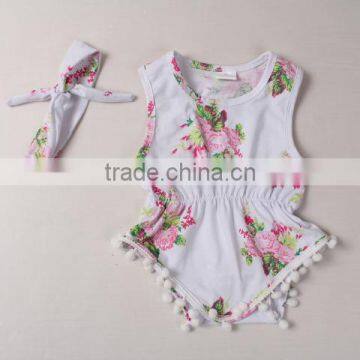 baby clothing wholesale white color floral print import baby romper baby romper modern