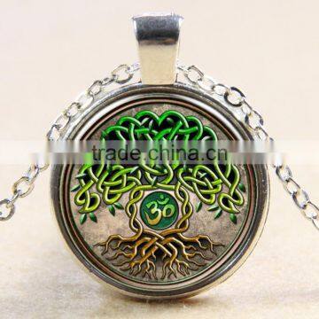 XP-TGN-LT-152 Fashion Jewelry Mandala Dome Cabochon Gem Antique Time Gemstone Necklace In Glass