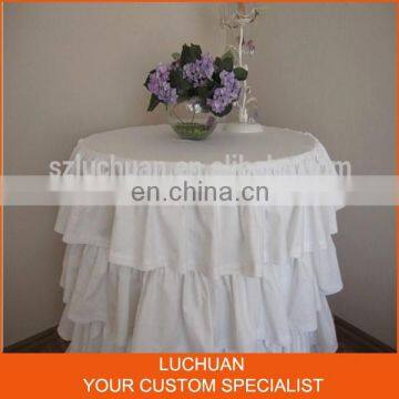 Fancy Product Tiered White Steps In Table Skirt For Wedding Decorative