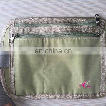 RFID Blocking Three Pocket Beige Color Nylon Passport Holder Belt photo-4
