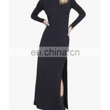 CHEFON Casual chic high sexy slit long sleeve woman long maxi dress fashion