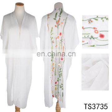 TOROS hot selling ladies stylish beach white long chiffon embroidered shawl