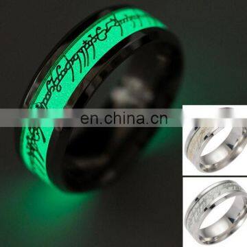 2017 Novel Stainless Steel Retro Scripture Jesus Skull Glow in the Dark Ring Fluorescent Letter Lord of Rings photo-3