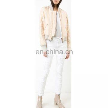 White Tencel Cotton Blended Tear Effect Tight Jeans photo-5