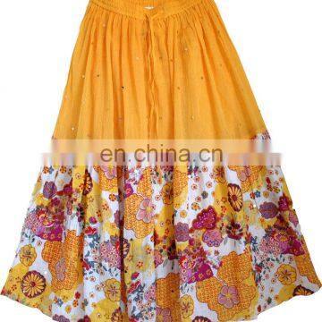 European women ethnic printing cotton skirts wholesale lady cotton long skirt india cotton skirt