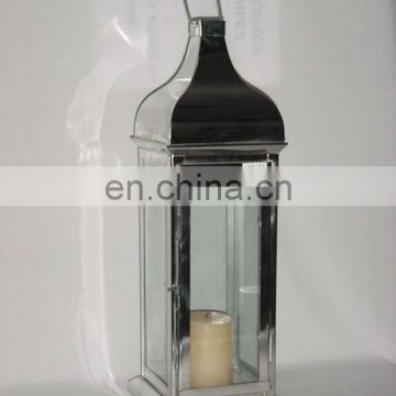 Stainless Steel Square Candle Lantern shiny finish