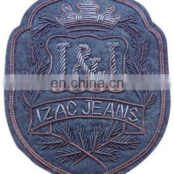 Hand Embroidered Bullion Blazer wire bullion badges I & J