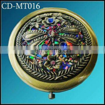fashion round bbronze make up mirror with stone CD-MT016
